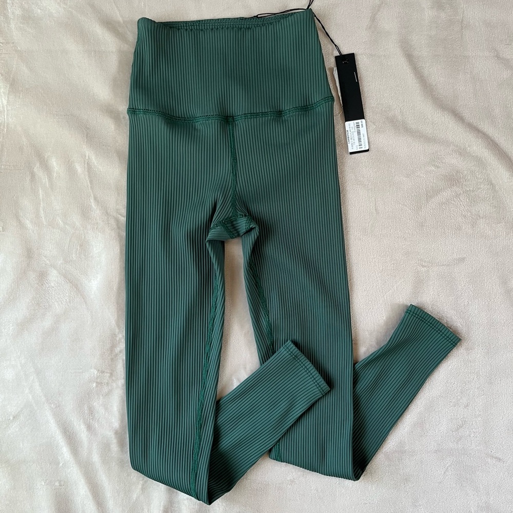 Carbon38 Ribbed Leggings 7/8 size XXS Evergreen